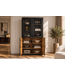 Invicta Interior Highboard GOLDEN SUNSET 180cm 3D met glazen deuren mangohout zwart goud - 49371
