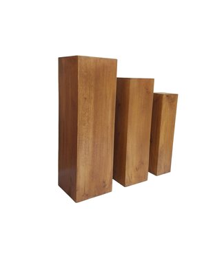 Invicta Interior Decoratieve zuilen MAKASSAR 60-80cm set van 3 mangohout bruin honing afwerking - 49376