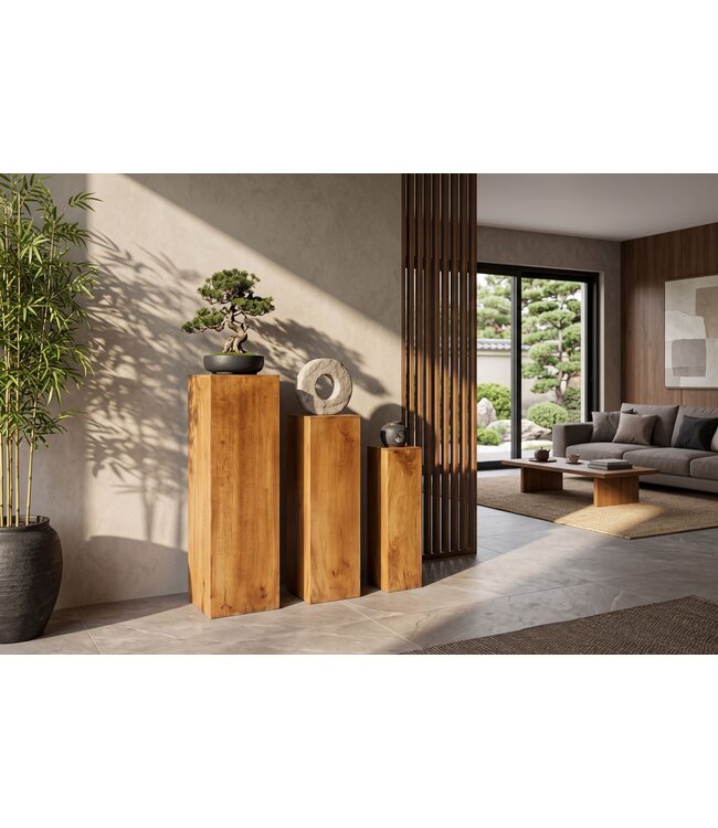 Invicta Interior Decoratieve zuilen MAKASSAR 60-80cm set van 3 mangohout bruin honing afwerking - 49376