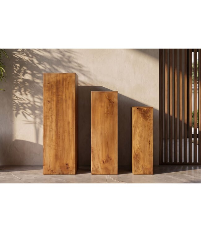 Invicta Interior Decoratieve zuilen MAKASSAR 60-80cm set van 3 mangohout bruin honing afwerking - 49376