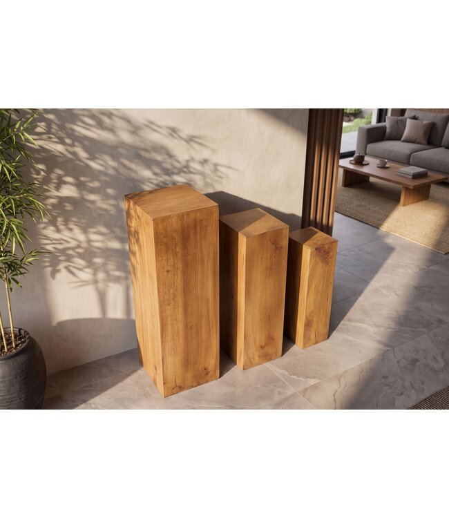 Invicta Interior Decoratieve zuilen MAKASSAR 60-80cm set van 3 mangohout bruin honing afwerking - 49376