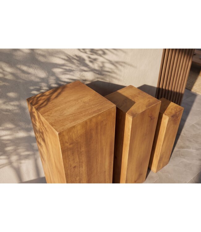 Invicta Interior Decoratieve zuilen MAKASSAR 60-80cm set van 3 mangohout bruin honing afwerking - 49376