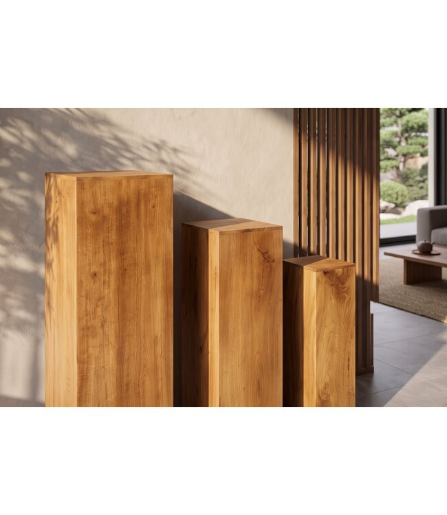 Invicta Interior Decoratieve zuilen MAKASSAR 60-80cm set van 3 mangohout bruin honing afwerking - 49376