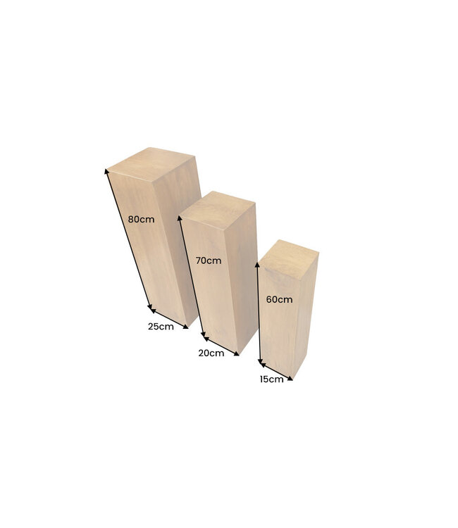Invicta Interior Decoratieve zuilen MAKASSAR 60-80cm set van 3 mangohout bruin honing afwerking - 49376