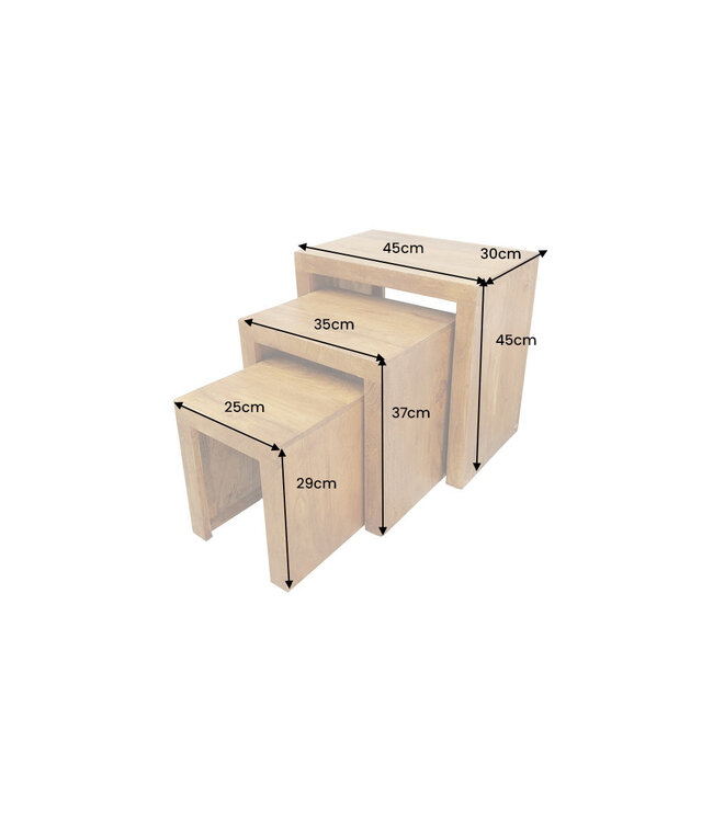 Invicta Interior Bijzettafel MAKASSAR 25-45cm set van 3 mangohout bruin honing afwerking - 49377