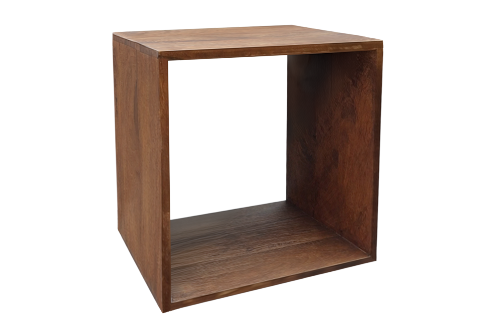 Bijzettafel MAKASSAR 45cm met opbergruimte mangohout bruin honingtint - 49378