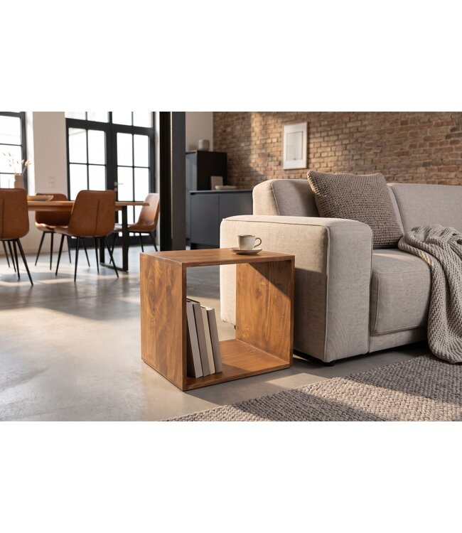 Invicta Interior Bijzettafel MAKASSAR 45cm met opbergruimte mangohout bruin honingtint - 49378