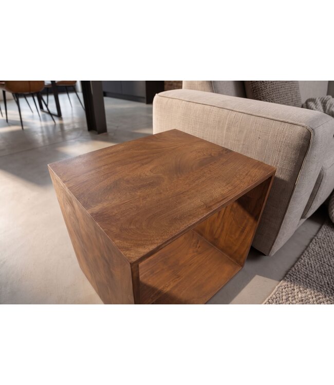 Invicta Interior Bijzettafel MAKASSAR 45cm met opbergruimte mangohout bruin honingtint - 49378