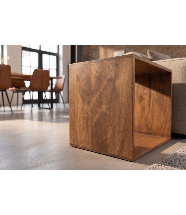 Invicta Interior Bijzettafel MAKASSAR 45cm met opbergruimte mangohout bruin honingtint - 49378