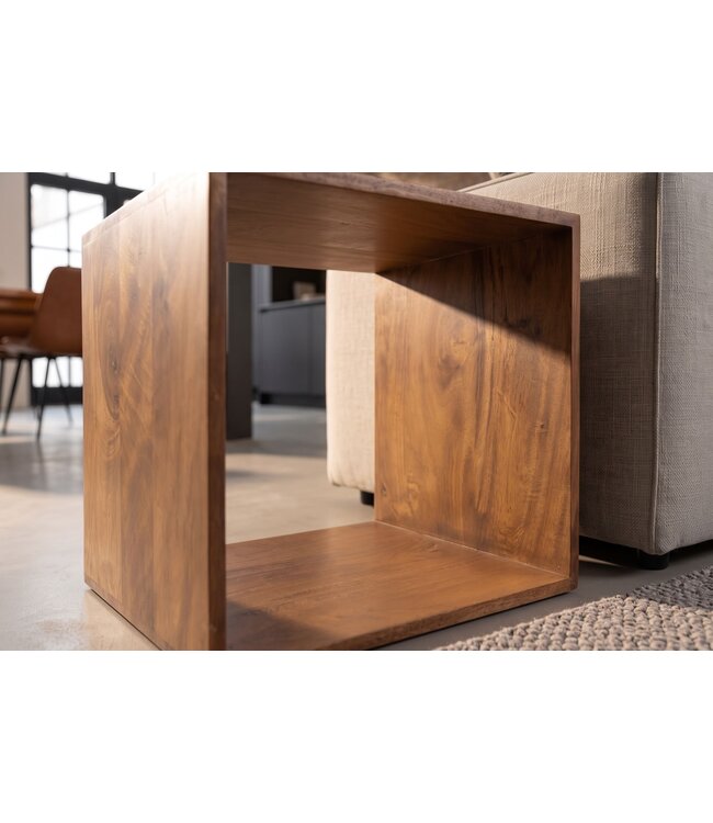 Invicta Interior Bijzettafel MAKASSAR 45cm met opbergruimte mangohout bruin honingtint - 49378