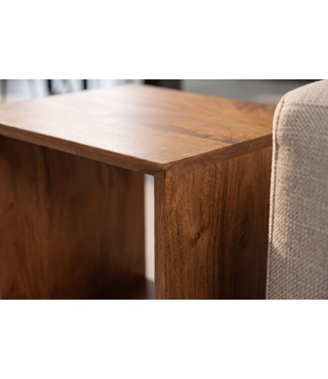 Invicta Interior Bijzettafel MAKASSAR 45cm met opbergruimte mangohout bruin honingtint - 49378