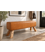 Invicta Interior Zitbank TURNBOCK 120cm mangohout echt leer cognac bruin - 49394