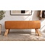 Invicta Interior Zitbank TURNBOCK 120cm mangohout echt leer cognac bruin - 49394