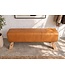 Invicta Interior Zitbank TURNBOCK 120cm mangohout echt leer cognac bruin - 49394