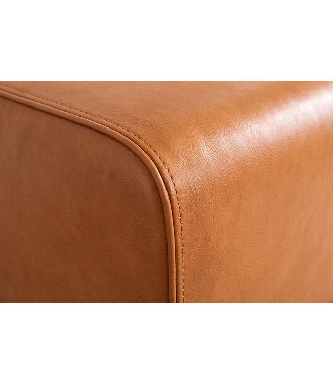 Invicta Interior Zitbank TURNBOCK 120cm mangohout echt leer cognac bruin - 49394
