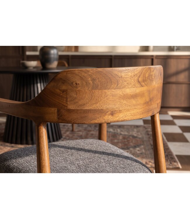 Invicta Interior Stoel KENNEDY met beklede zitting en armleuningen mangohout honing afwerking grijs - 49467