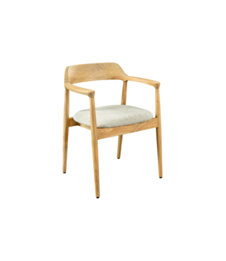 Invicta Interior Stoel KENNEDY met beklede zitting en armleuningen mangohout crème beige - 49468
