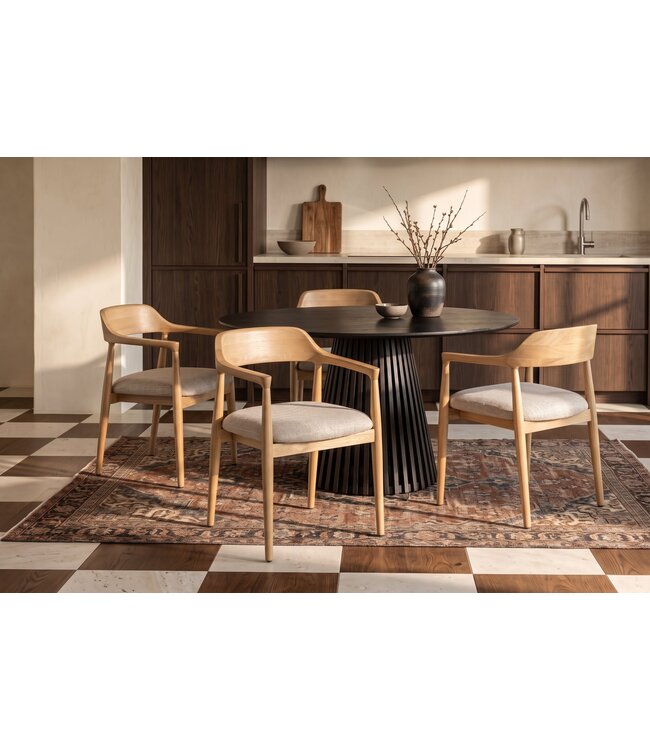 Invicta Interior Stoel KENNEDY met beklede zitting en armleuningen mangohout crème beige - 49468