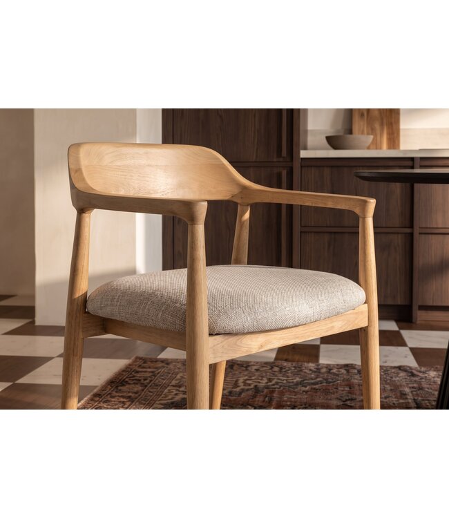 Invicta Interior Stoel KENNEDY met beklede zitting en armleuningen mangohout crème beige - 49468