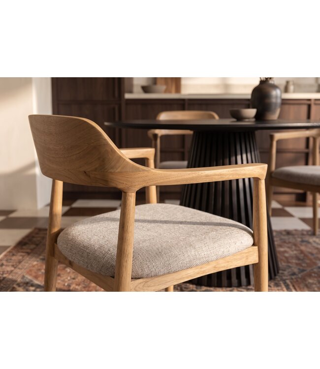 Invicta Interior Stoel KENNEDY met beklede zitting en armleuningen mangohout crème beige - 49468