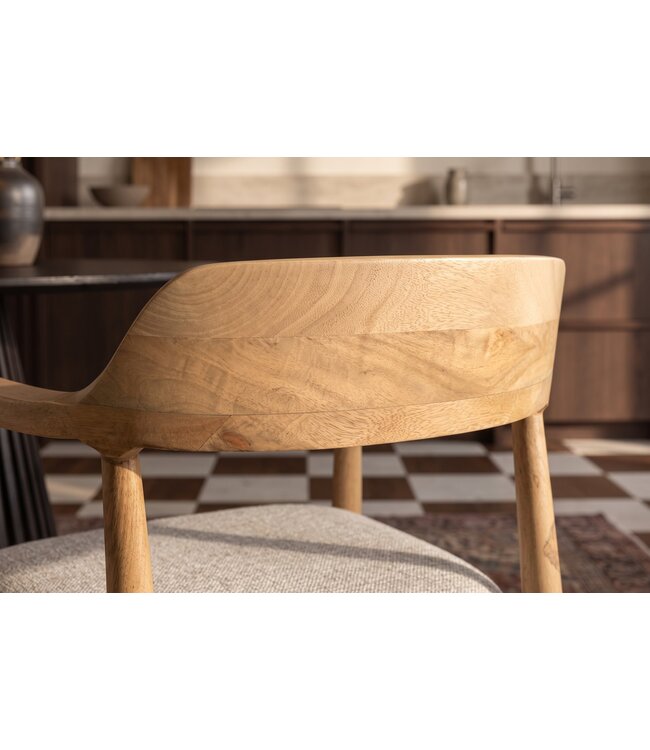 Invicta Interior Stoel KENNEDY met beklede zitting en armleuningen mangohout crème beige - 49468