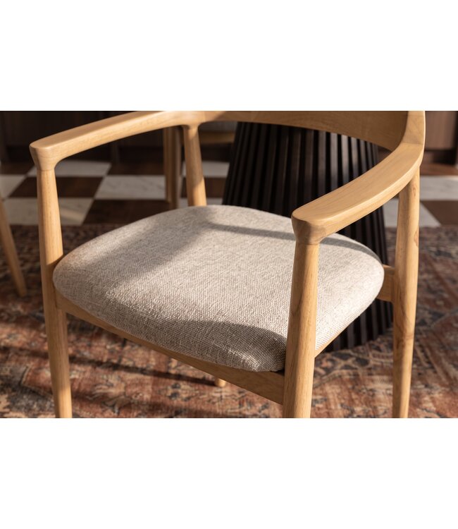 Invicta Interior Stoel KENNEDY met beklede zitting en armleuningen mangohout crème beige - 49468