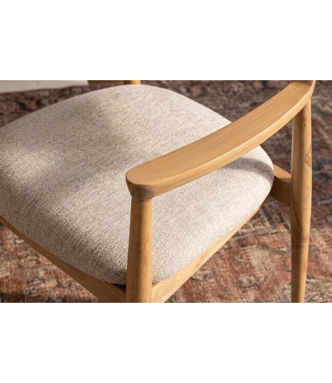 Invicta Interior Stoel KENNEDY met beklede zitting en armleuningen mangohout crème beige - 49468