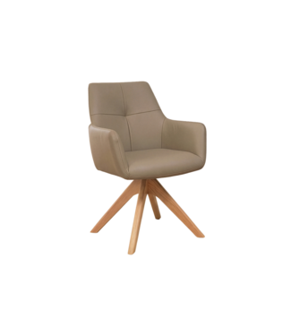 Invicta Interior Draaisstoel ALMARA 360° auto-return met armleuningen binnenvering leer taupe - 49480