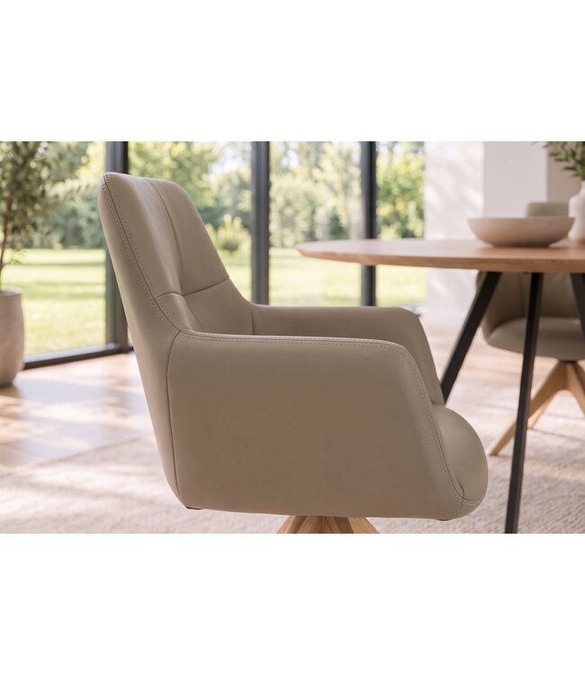 Invicta Interior Draaisstoel ALMARA 360° auto-return met armleuningen binnenvering leer taupe - 49480
