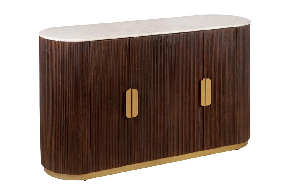 Dressoir GATSBY 140cm mangohout bruin marmer blad wit - 49524