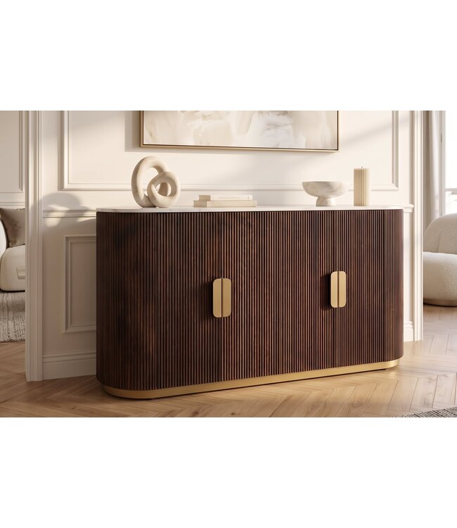 Invicta Interior Dressoir GATSBY 140cm mangohout bruin marmer blad wit - 49524