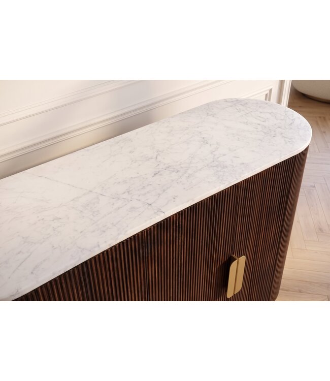 Invicta Interior Dressoir GATSBY 140cm mangohout bruin marmer blad wit - 49524