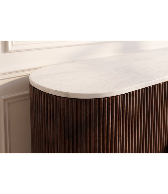 Invicta Interior Dressoir GATSBY 140cm mangohout bruin marmer blad wit - 49524
