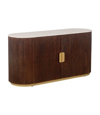 Invicta Interior Dressoir GATSBY 120cm mangohout bruin marmeren blad wit - 49525