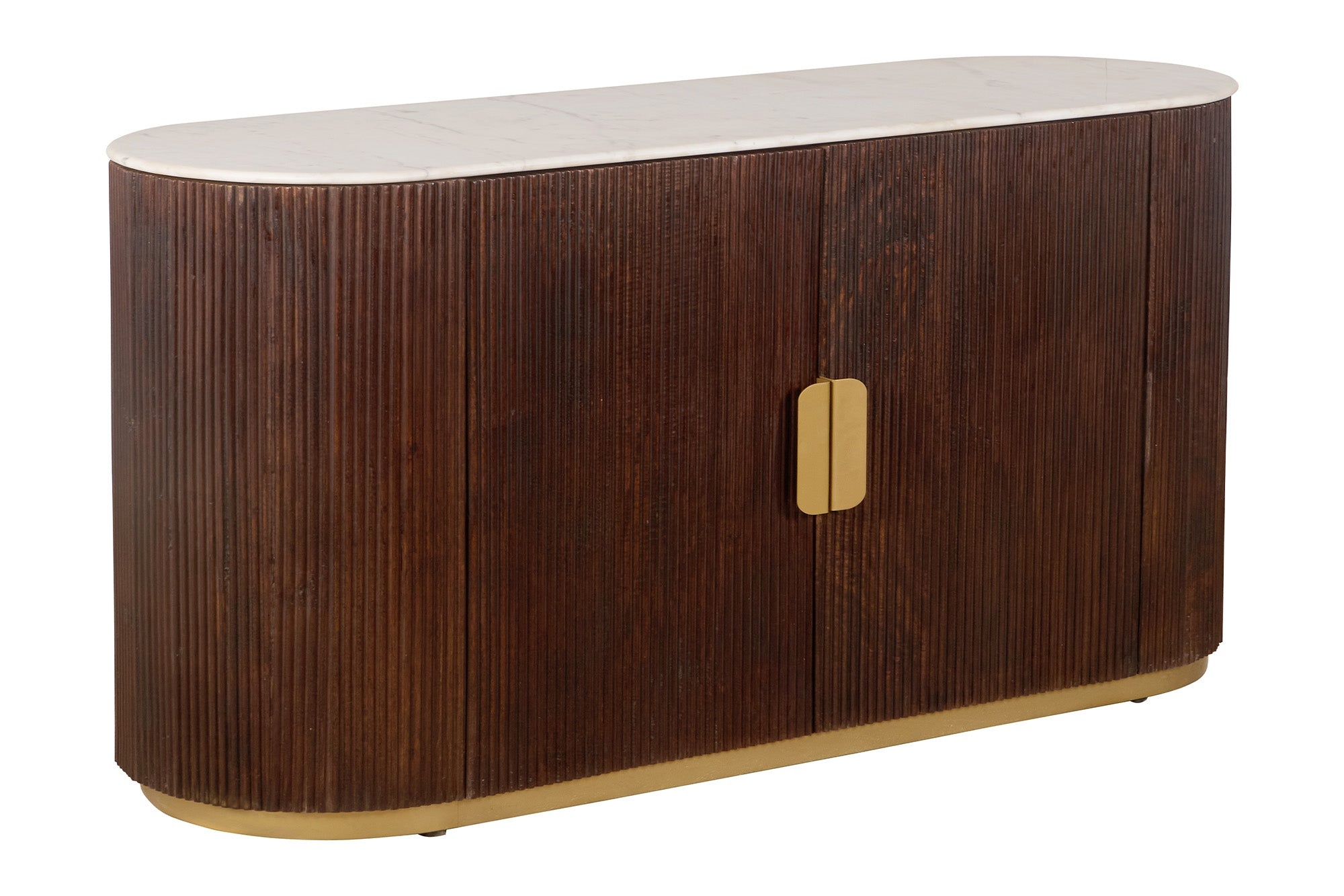 Dressoir GATSBY 120cm mangohout bruin marmeren blad wit - 49525