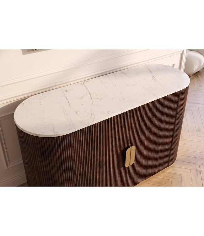 Invicta Interior Dressoir GATSBY 120cm mangohout bruin marmeren blad wit - 49525
