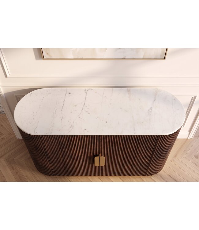 Invicta Interior Dressoir GATSBY 120cm mangohout bruin marmeren blad wit - 49525