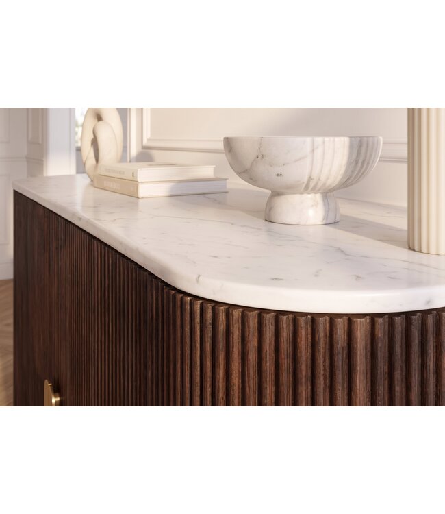 Invicta Interior Dressoir GATSBY 120cm mangohout bruin marmeren blad wit - 49525