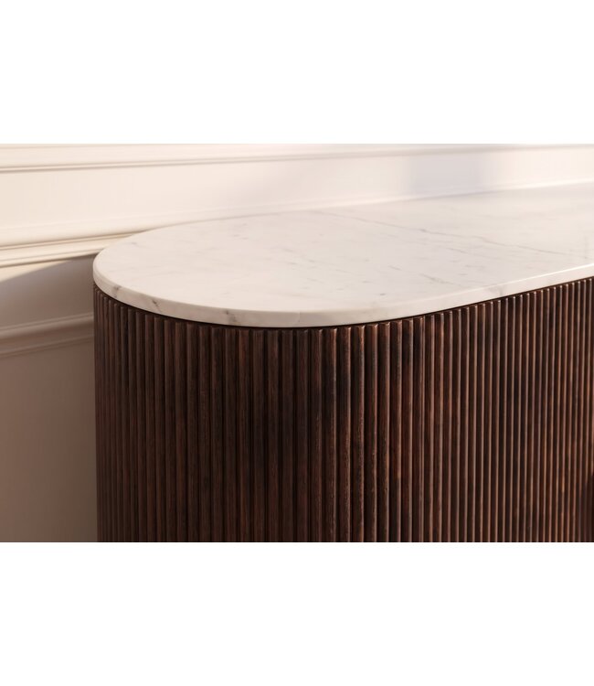 Invicta Interior Dressoir GATSBY 120cm mangohout bruin marmeren blad wit - 49525