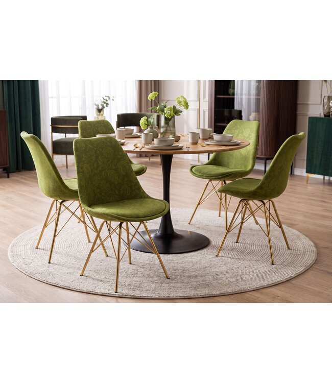 Invicta Interior Stoel SCANDINAVIA MEISTERSTÜCK chenille ornament groen - 70009