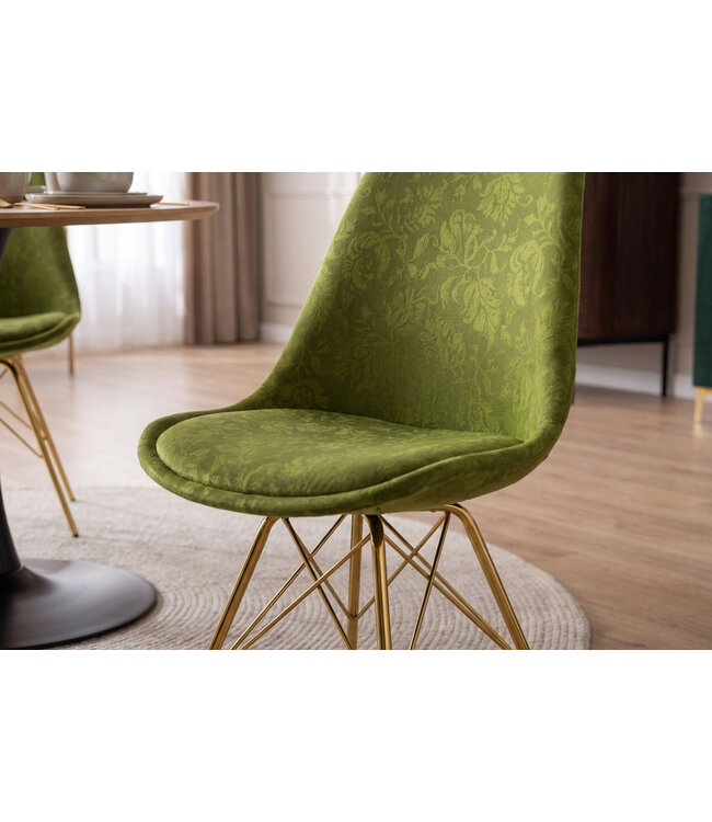 Invicta Interior Stoel SCANDINAVIA MEISTERSTÜCK chenille ornament groen - 70009