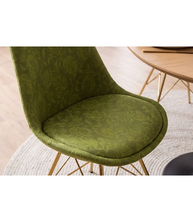 Invicta Interior Stoel SCANDINAVIA MEISTERSTÜCK chenille ornament groen - 70009