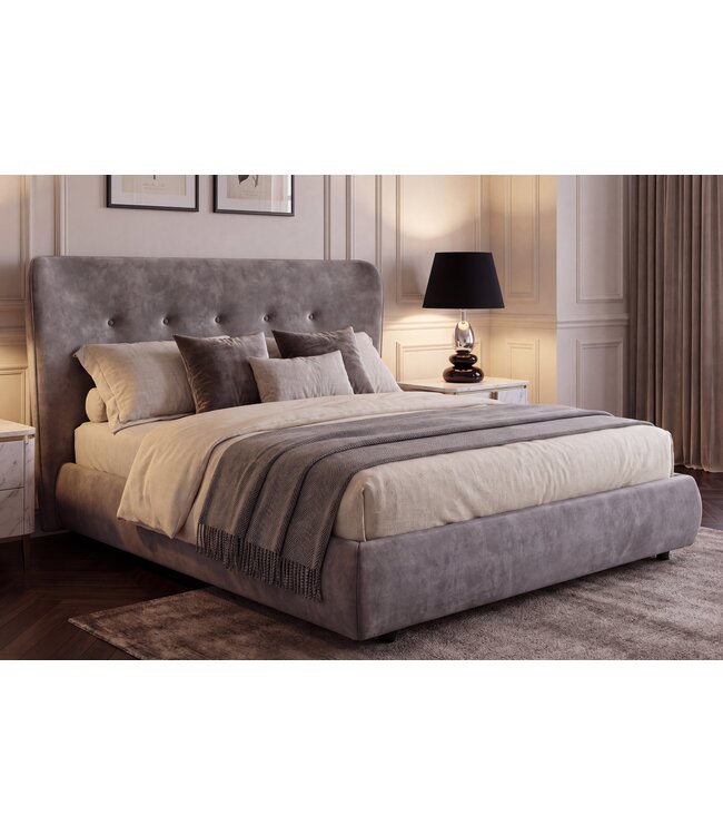 Invicta Interior Bed FLORENZ 180x200cm fluweel grijs - 6542773