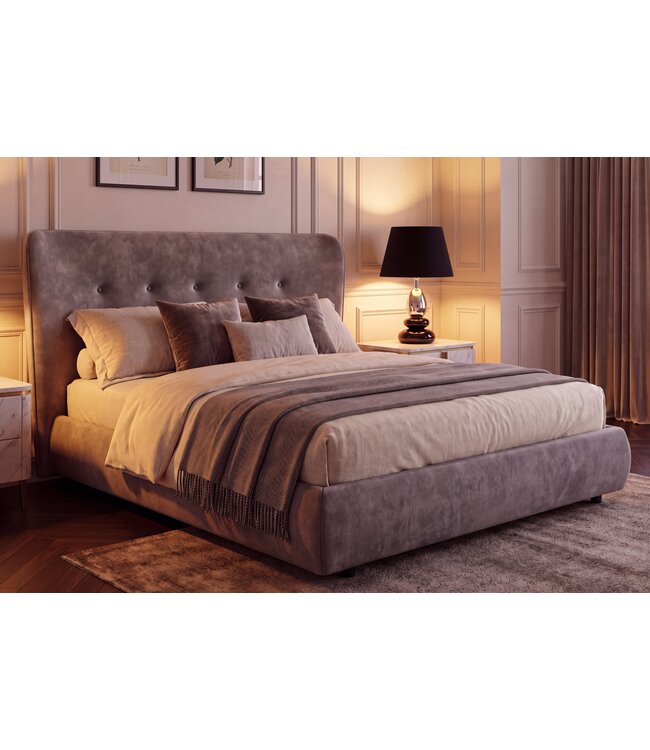 Invicta Interior Bed FLORENZ 180x200cm fluweel grijs - 6542773