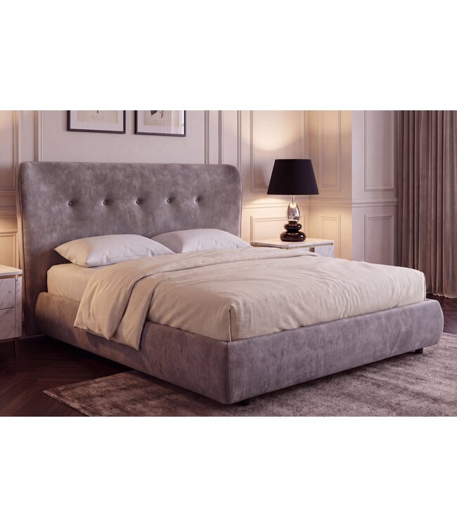 Invicta Interior Bed FLORENZ 180x200cm fluweel grijs - 6542773