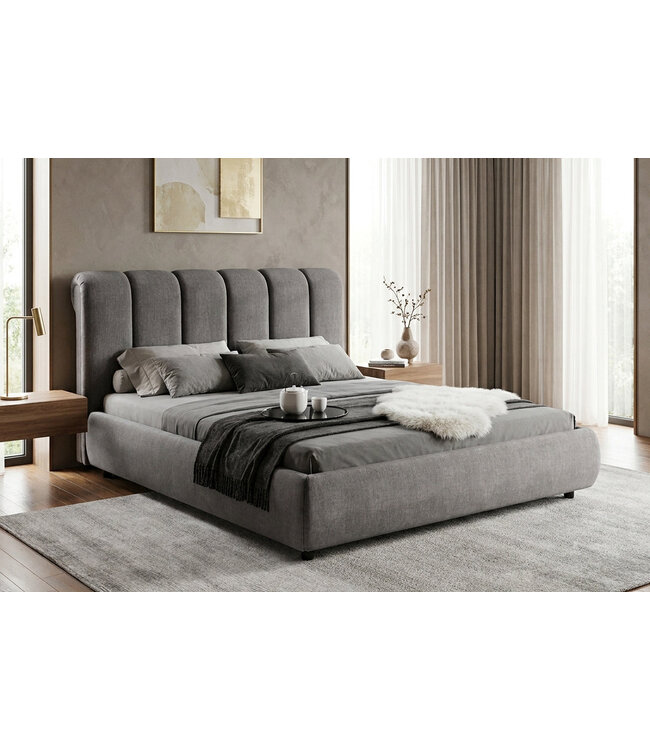 Invicta Interior Bed MILANO 180x200cm vogue fluweel grijs - 6542775