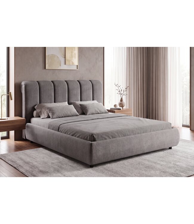 Invicta Interior Bed MILANO 180x200cm vogue fluweel grijs - 6542775