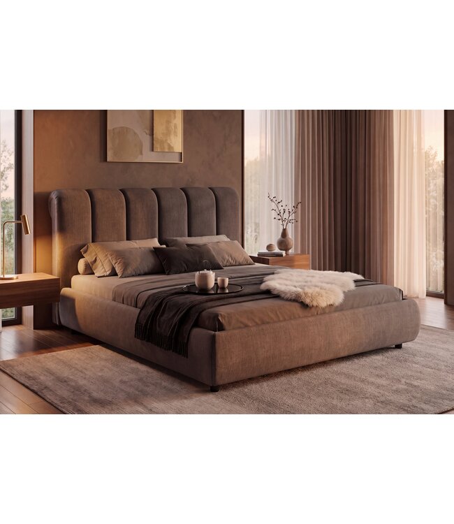 Invicta Interior Bed MILANO 180x200cm vogue fluweel grijs - 6542775
