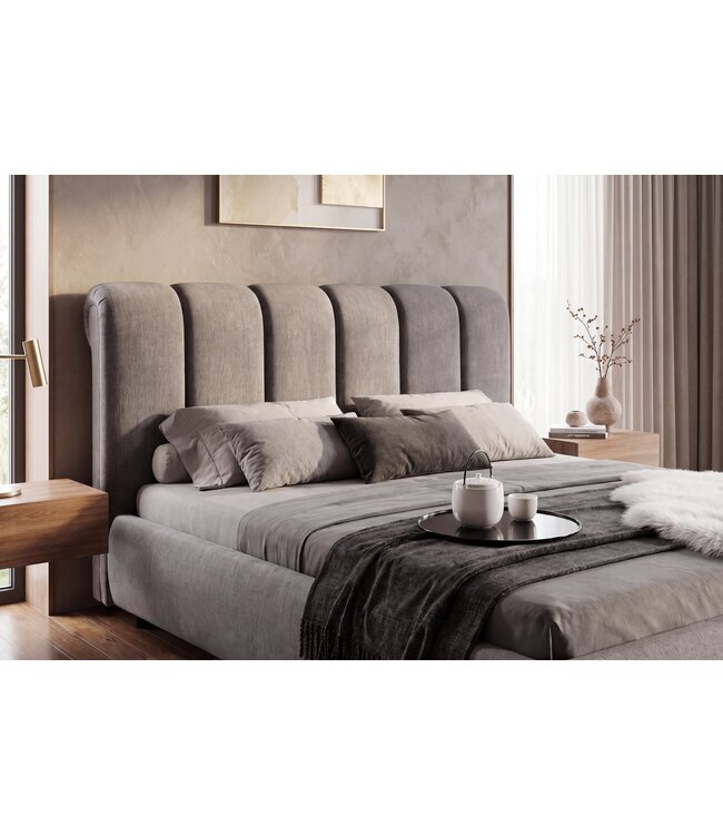 Invicta Interior Bed MILANO 180x200cm vogue fluweel grijs - 6542775