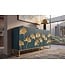 Invicta Interior Dressoir GINKGO 160cm ginkgoblad front mangohout turkoois met gouden metalen frame - 49494